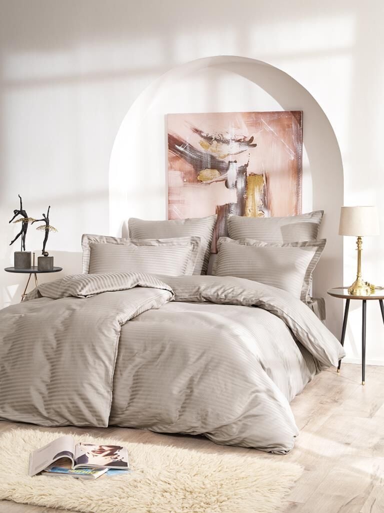 Çizgili Desenli Cotton Nevresim Takımı 150x220