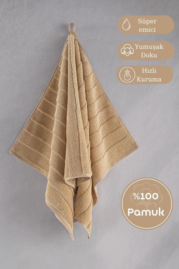 Pamuk Tekli Havlu Jakarlı Karna Premıum Venna - 70 x 140