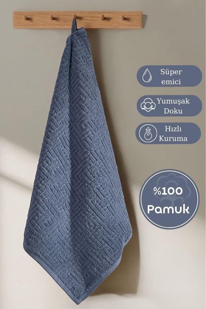 Pamuk Tekli Havlu Jakarlı Karna Premıum Molıs - 70 x 140