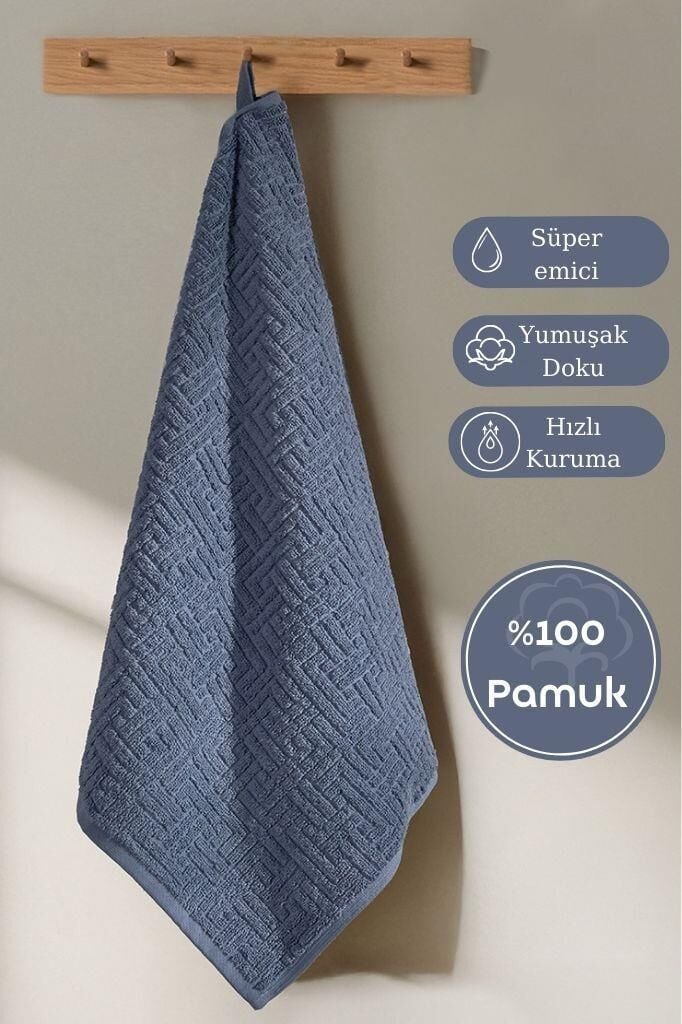 Pamuk Tekli Havlu Jakarlı Karna Premıum Molıs - 50 x 90