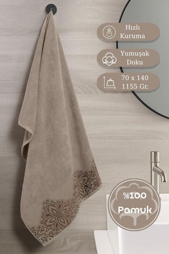 Pamuk Tekli Havlu Jakarlı Karna Home Klover - 70 x 140