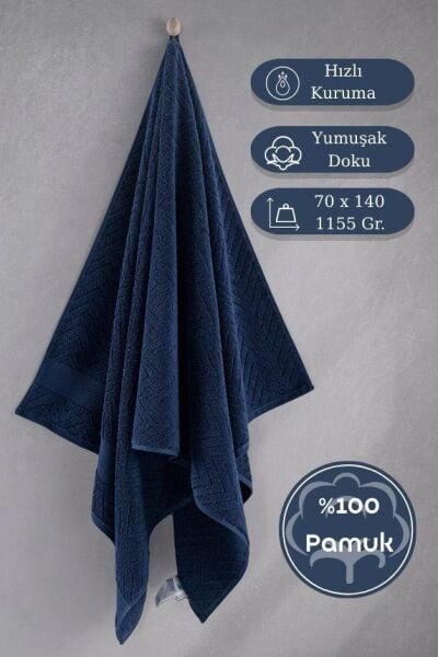 Pamuk Tekli Havlu Jakarlı Karna Premıum Zander - 70 x 140