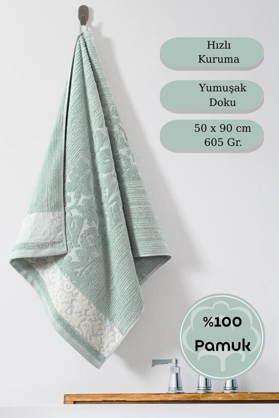 Pamuk Tekli Havlu Jakarlı Karna Premıum Sıbell - 50 x 90