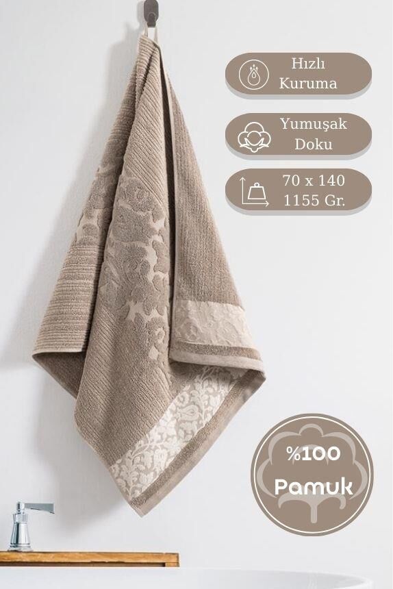 Pamuk Tekli Havlu Jakarlı Karna Premıum Sıbell - 70 x 140