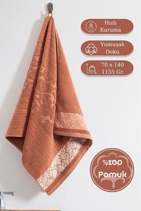 Pamuk Tekli Havlu Jakarlı Karna Premıum Sıbell - 70 x 140