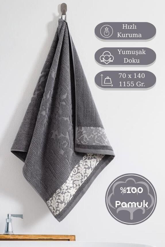 Pamuk Tekli Havlu Jakarlı Karna Premıum Sıbell - 70 x 140