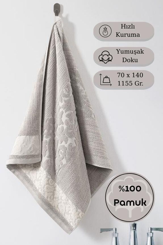 Pamuk Tekli Havlu Jakarlı Karna Premıum Sıbell - 70 x 140