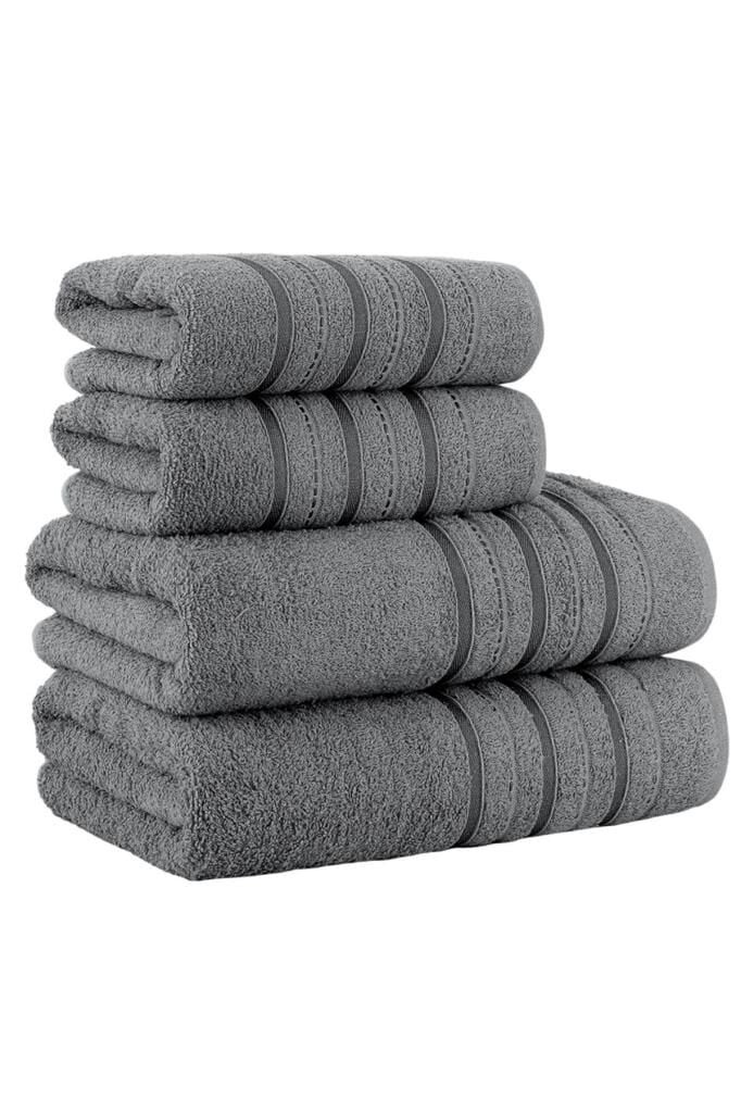 4 Lü Banyo Havlusu Seti Dora Gri - 70X140cm x2 / 50x90cm x2