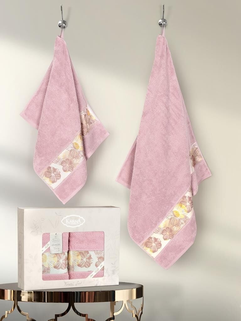 Pamuk Havlu Takımı Jasmin Yumuşak Dokulu ve Renkli 50x90
