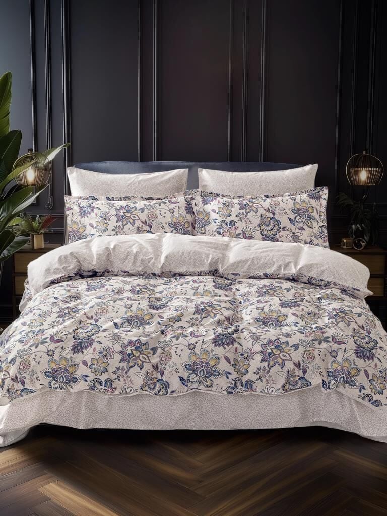 Saten Çift Kişilik Nevresim Takımı Motive Desen 200x220