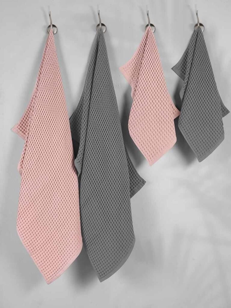 Plaj Havlusu 4 Lü Havlu Takımı Torshon Korent 40x80 - 70X140cm x2 / 50x90cm x2 70 X 140 - Açık Gri