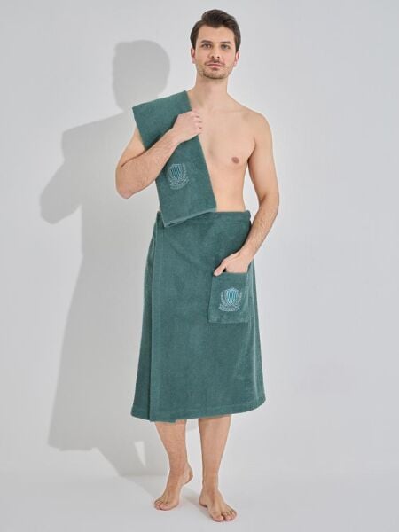 Erkek Sauna Havlu Seti Armen Hafif, Emici ve Konforlu 75x150 Haki Yeşil - 75 x 150
