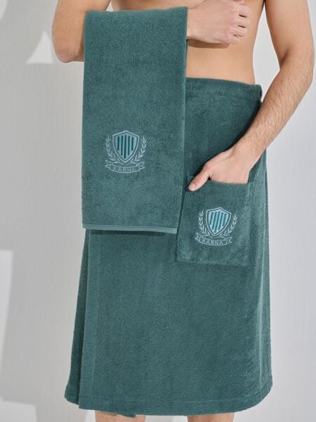 Erkek Sauna Havlu Seti Armen Hafif, Emici ve Konforlu 75x150 Haki Yeşil - 75 x 150