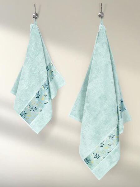 Pamuk Havlu Takımı Jasmin Yumuşak Dokulu ve Renkli 50x90 50 X 90 - Su Yeşili