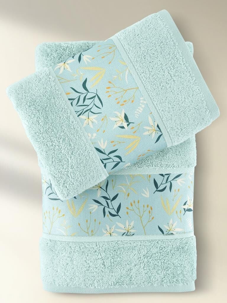 Pamuk Havlu Takımı Jasmin Yumuşak Dokulu ve Renkli 50x90 50 X 90 - Su Yeşili