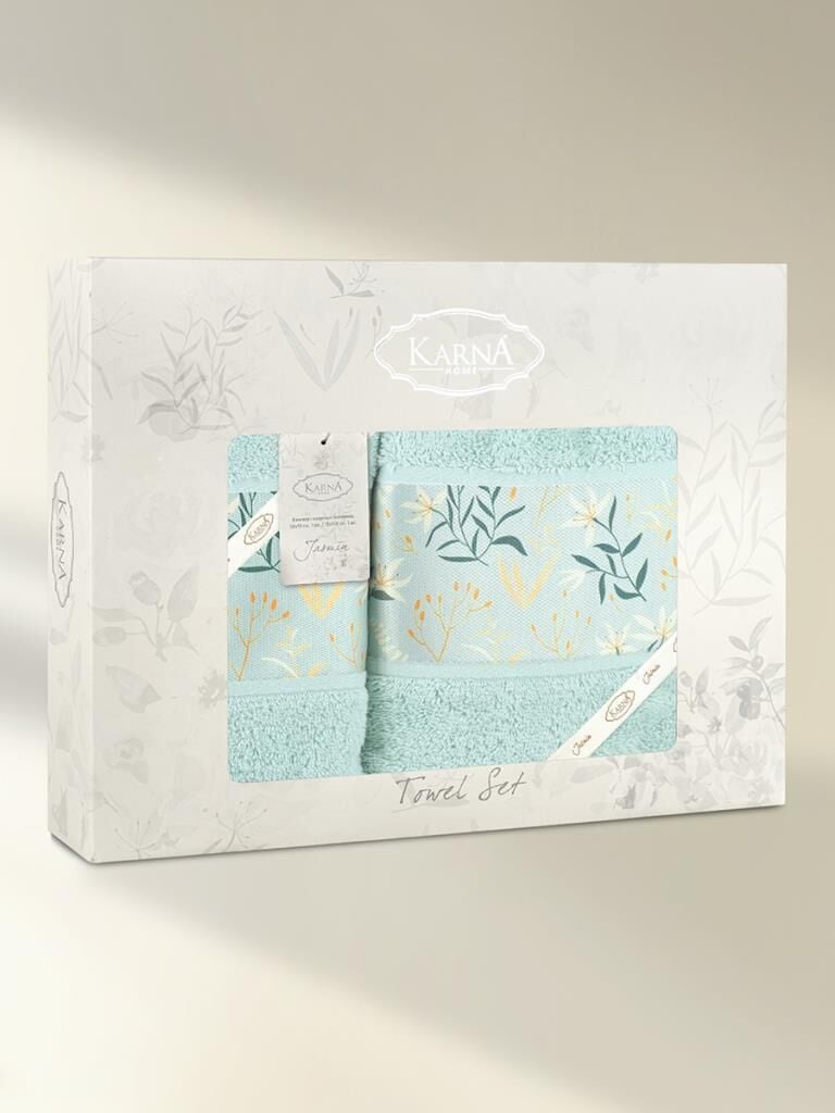 Pamuk Havlu Takımı Jasmin Yumuşak Dokulu ve Renkli 50x90 50 X 90 - Su Yeşili