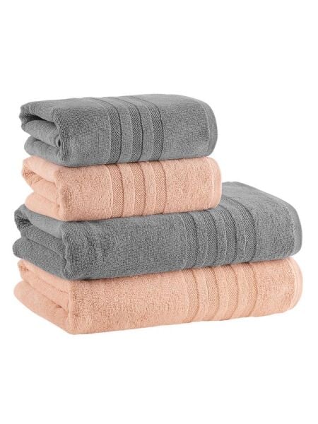 Lavinda & Matilda Havlu Setleri Şık ve Yumuşak Dokulu 70x140 Gri-Somon