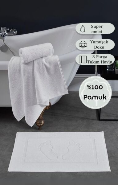 Karna Hotel Serisi Gravel Havlu Seti 70x140 Beyaz - 70 X 140