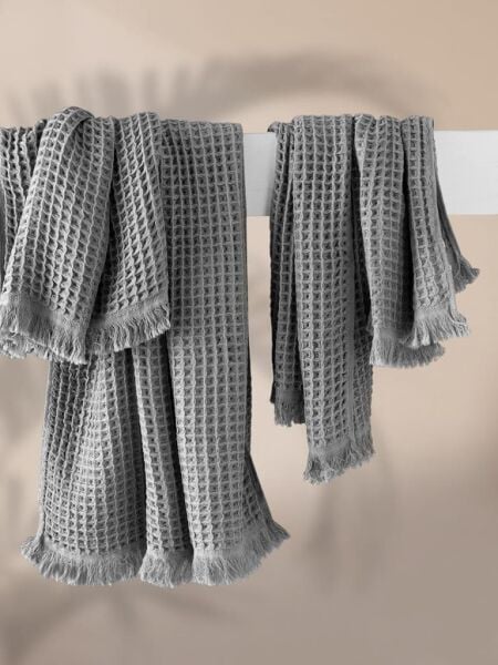 Karna Torshon Gofre Pamuklu Havlu Seti 70x140 Gri