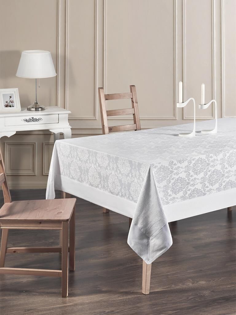Bordürlü Damask Coton Masa Örtüsü
