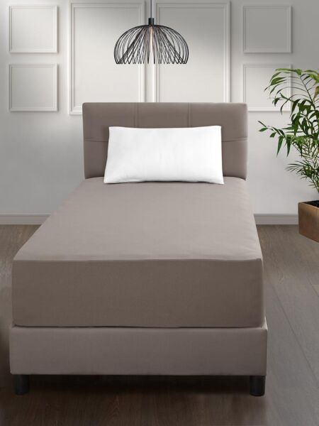 Lastikli Penye Çarşaf Elina – Nefes Alabilir, Esnek ve Pratik Sütlü Kahverengi - 100 X 200