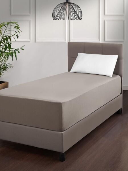 Lastikli Penye Çarşaf Elina – Nefes Alabilir, Esnek ve Pratik Sütlü Kahverengi - 100 X 200