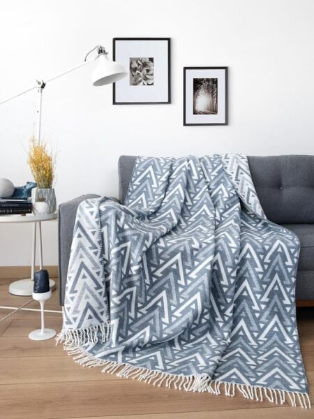 Pamuklu Tv Diz Battaniyesi Daren Mavi - 200 X 220