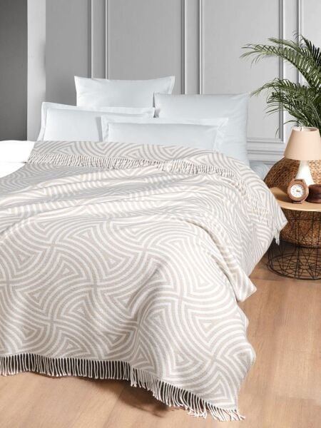 Pamuklu Tv Diz Battaniyesi Laber Krem - 200 X 220