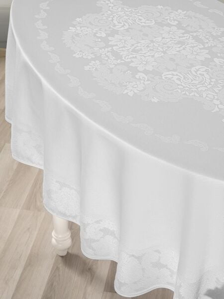 Masa Örtüsü Jakarlı Sıvı Geçirmez Dore Oval