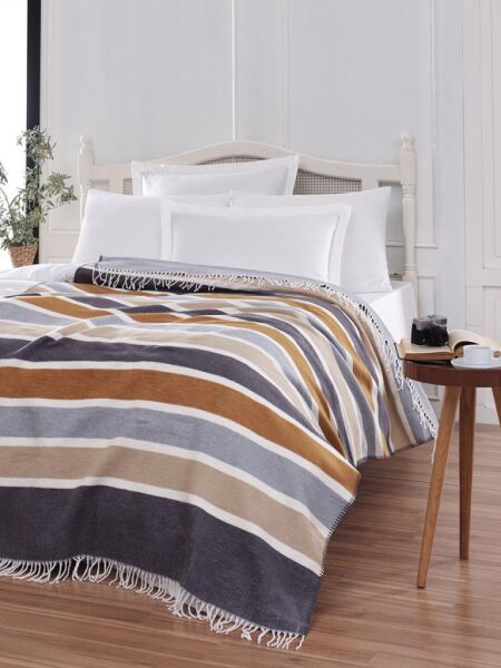 Pamuklu Tv Diz Battaniyesi Graysen Koyu Gri - 200 X 220