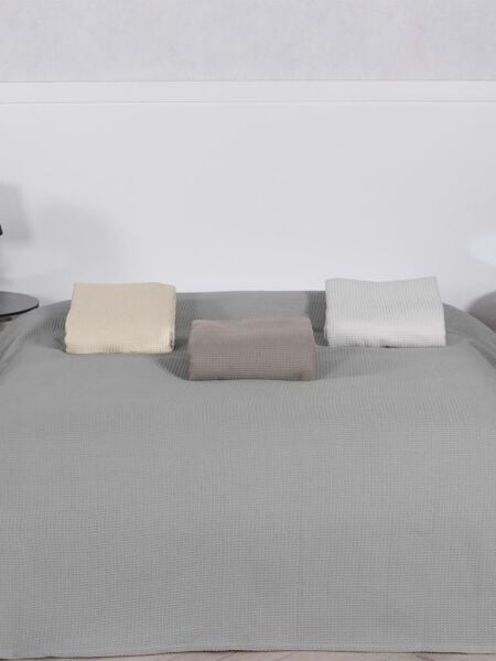 Pamuklu Tv Diz Battaniyesi Alex 220x230 cm Krem - 220 X 230