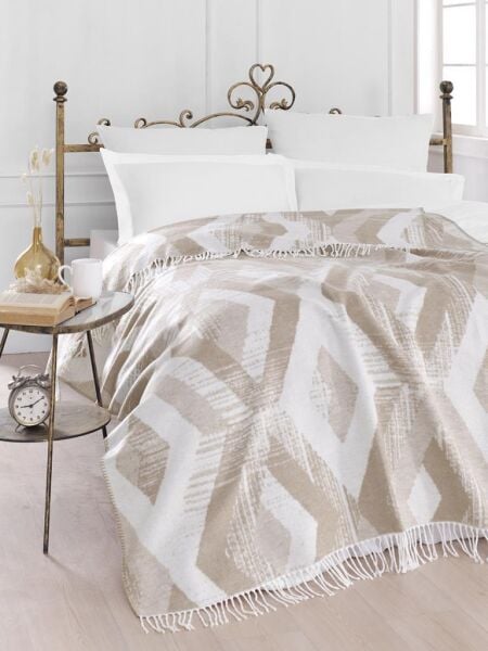 Pamuklu Tv Diz Battaniyesi Belezza Krem - 200 X 220