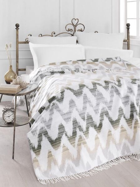 Pamuklu Tv Diz Battaniyesi Vıole Krem - 150 X 200