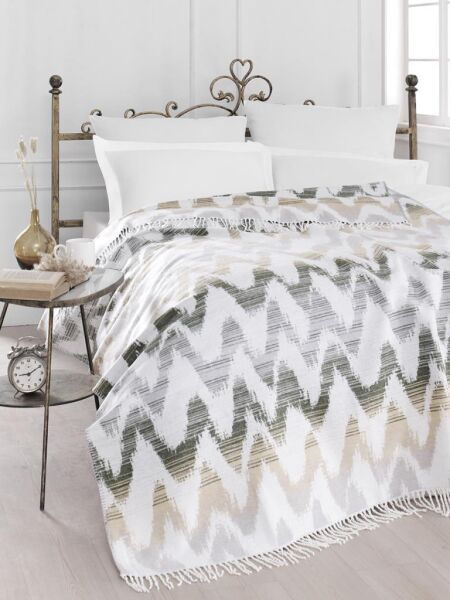 Pamuklu Tv Diz Battaniyesi Vıole Krem - 150 X 200