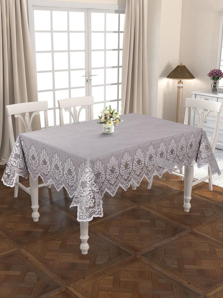 Masa Örtüsü Dantelli Marion Dörtgen Gri - 150 X 220