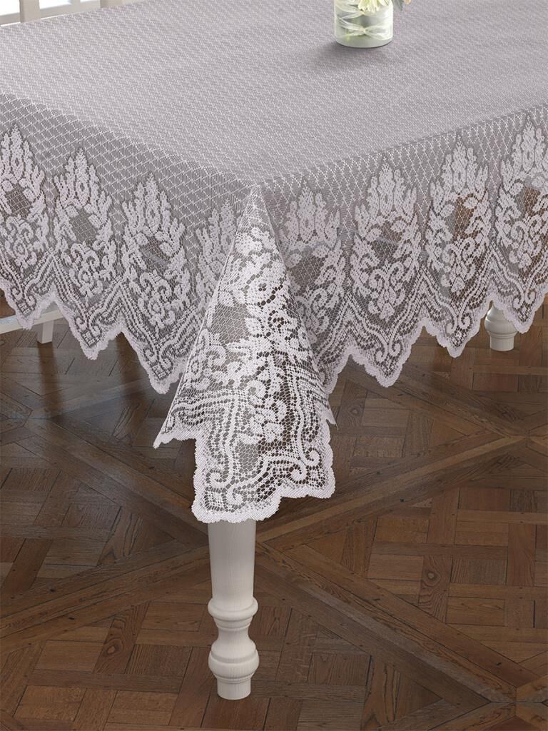 Masa Örtüsü Dantelli Marion Dörtgen Gri - 150 X 220
