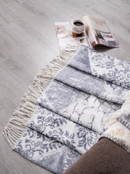 Pamuklu Tv Diz Battaniyesi Flaze Açık Gri - 200 X 220