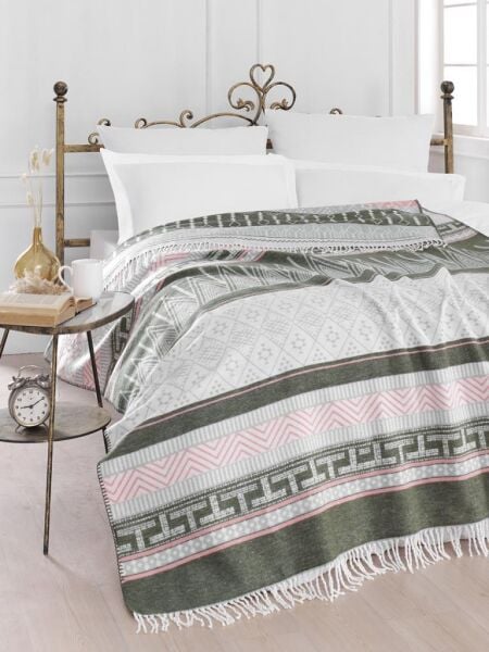 Pamuklu Tv Diz Battaniyesi Gerda Yeşil - 150 X 200