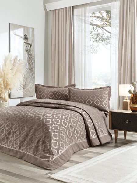 Shonıl Marvella Yatak Örtüsü Takımı  240x260 cm Kahverengi - 240 X 260