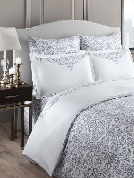 Doğal ve Parlak Nevresim Takımı Luna Saten Linen Serisi 160x220