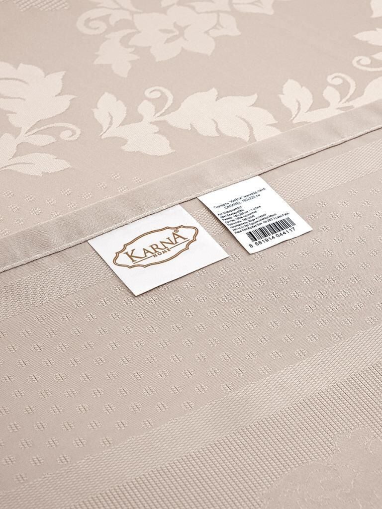 Pano Jakarlı Caramel Dikdörtgen Masa Örtüsü Bej - 160 X 220