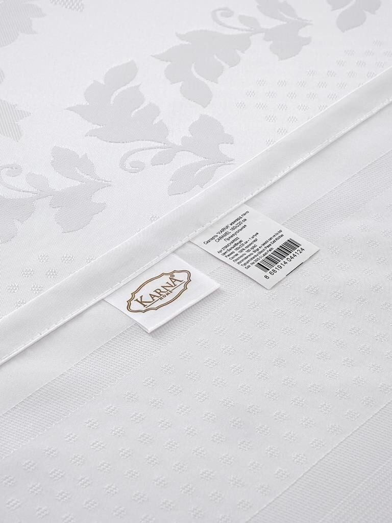 Pano Jakarlı Caramel Dikdörtgen Masa Örtüsü Beyaz - 160 X 220