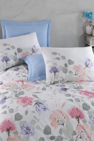 Çift Kişilik Nevresim Takımı Ranforce 200X220 Tıffany Sky Beyaz - 200 X 220