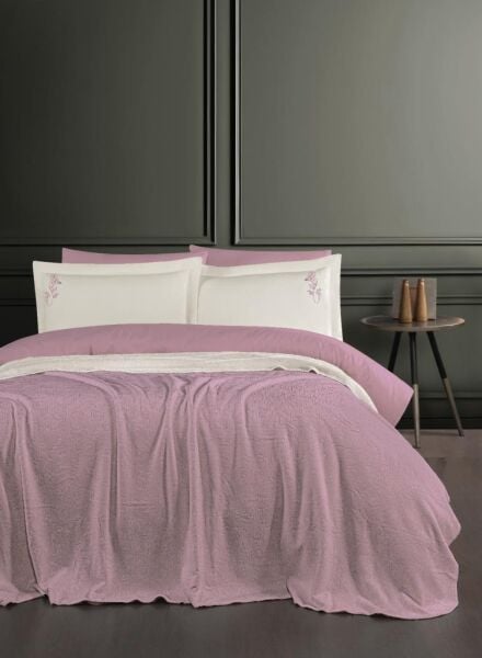 Çift Kişilik Dream Battanıyelı Nevresım Setı Talıa Puce 200X220 Lila - 200 X 220