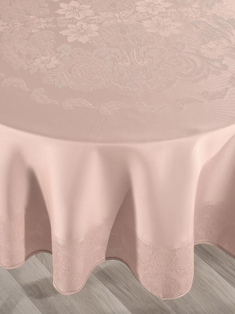 Masa Örtüsü Jakarlı Sıvı Geçirmez Dore Yuvarlak Pudra