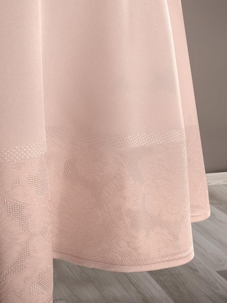 Masa Örtüsü Jakarlı Sıvı Geçirmez Dore Yuvarlak Pudra