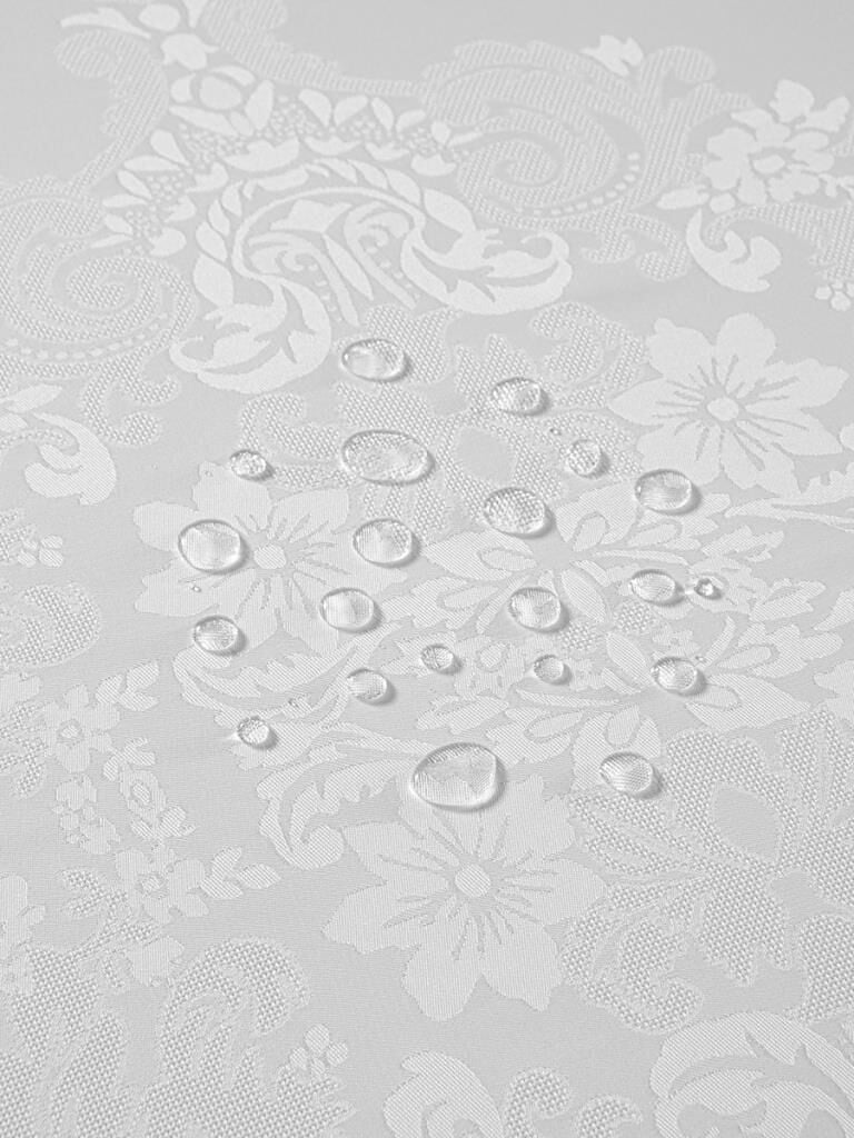 Masa Örtüsü Jakarlı Sıvı Geçirmez Dore Oval Beyaz - 160 X 220