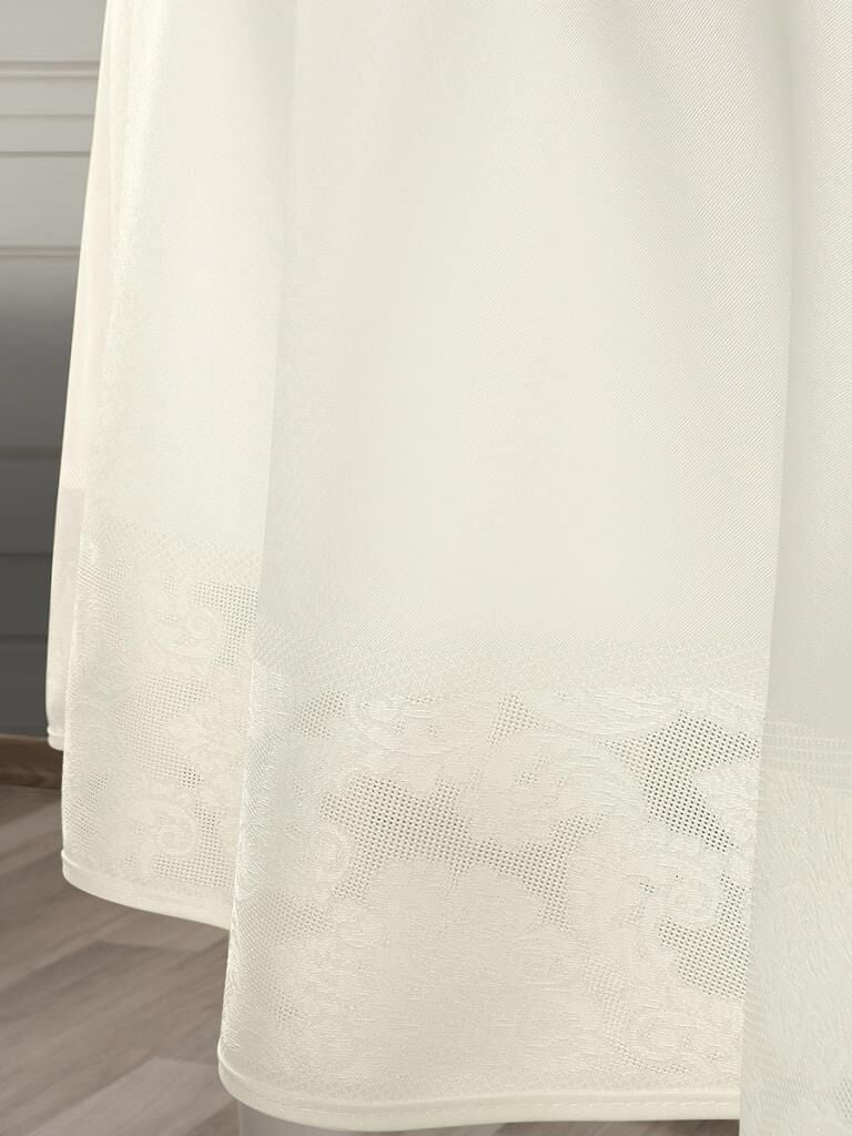 Masa Örtüsü Jakarlı Sıvı Geçirmez Dore Oval Krem - 160 X 220