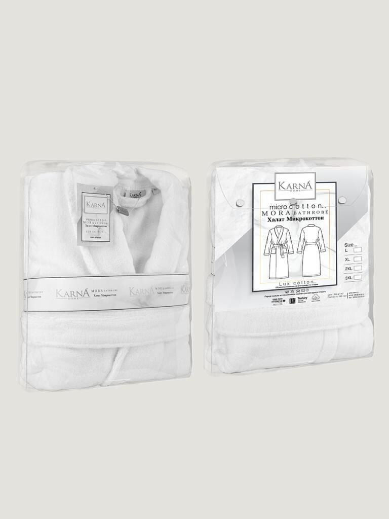 Microcotton Mora Tekli Bornoz Beyaz - 3XL