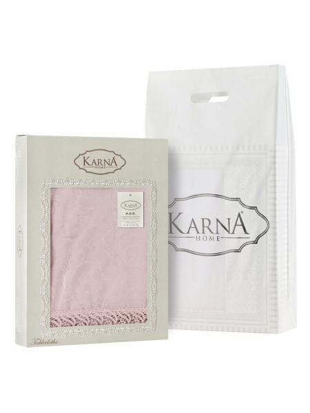 Zarif Güpürlü Masa Örtüsü Pudra - 140 X 180